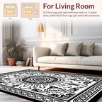 Monochromatic Floral Medallion Tile Rug