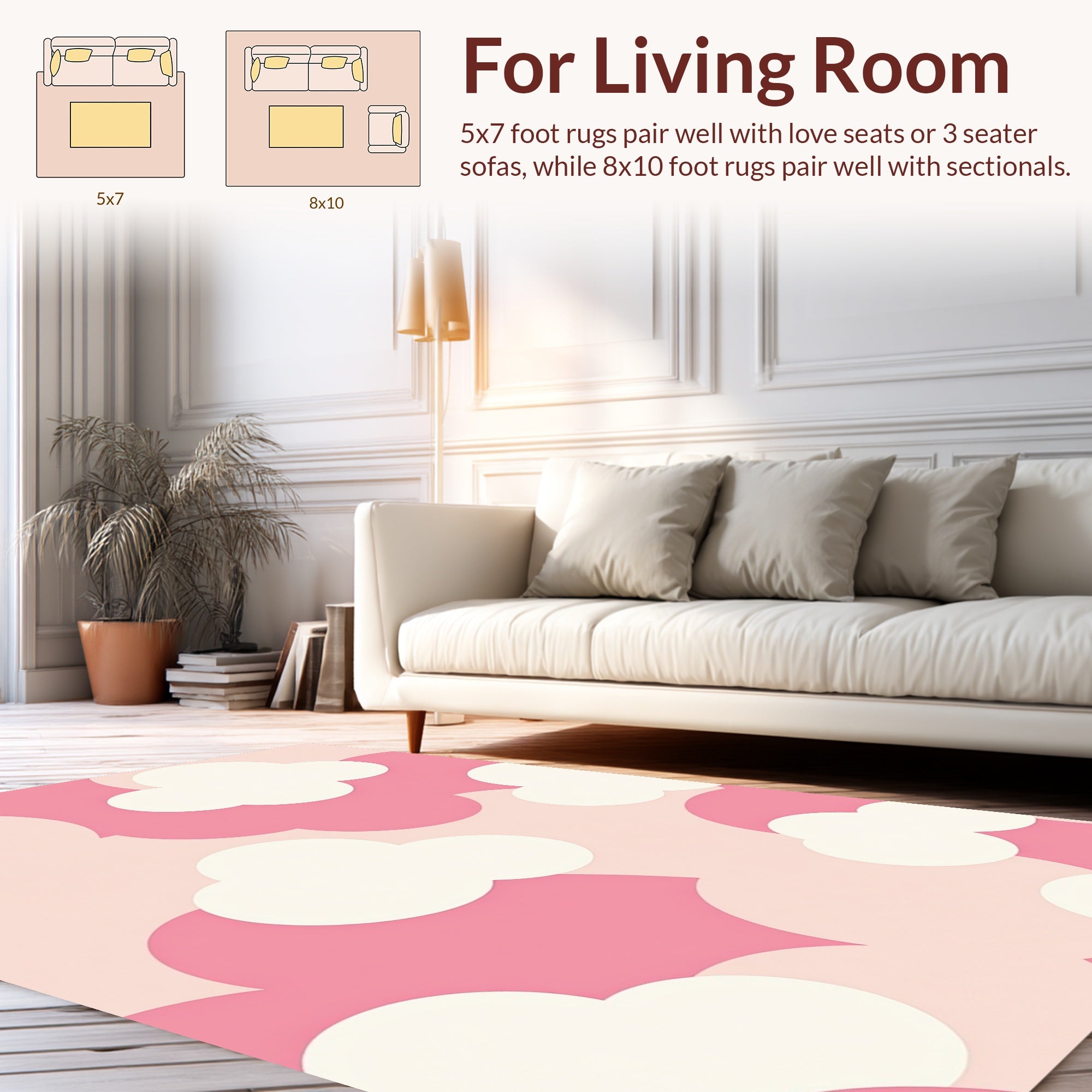 Soft Pink Cloud Pattern Rug