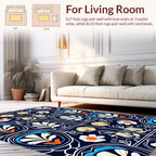 Art Nouveau Floral Dark Blue Rug