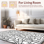 Abstract Black White Swirl Pattern Rug