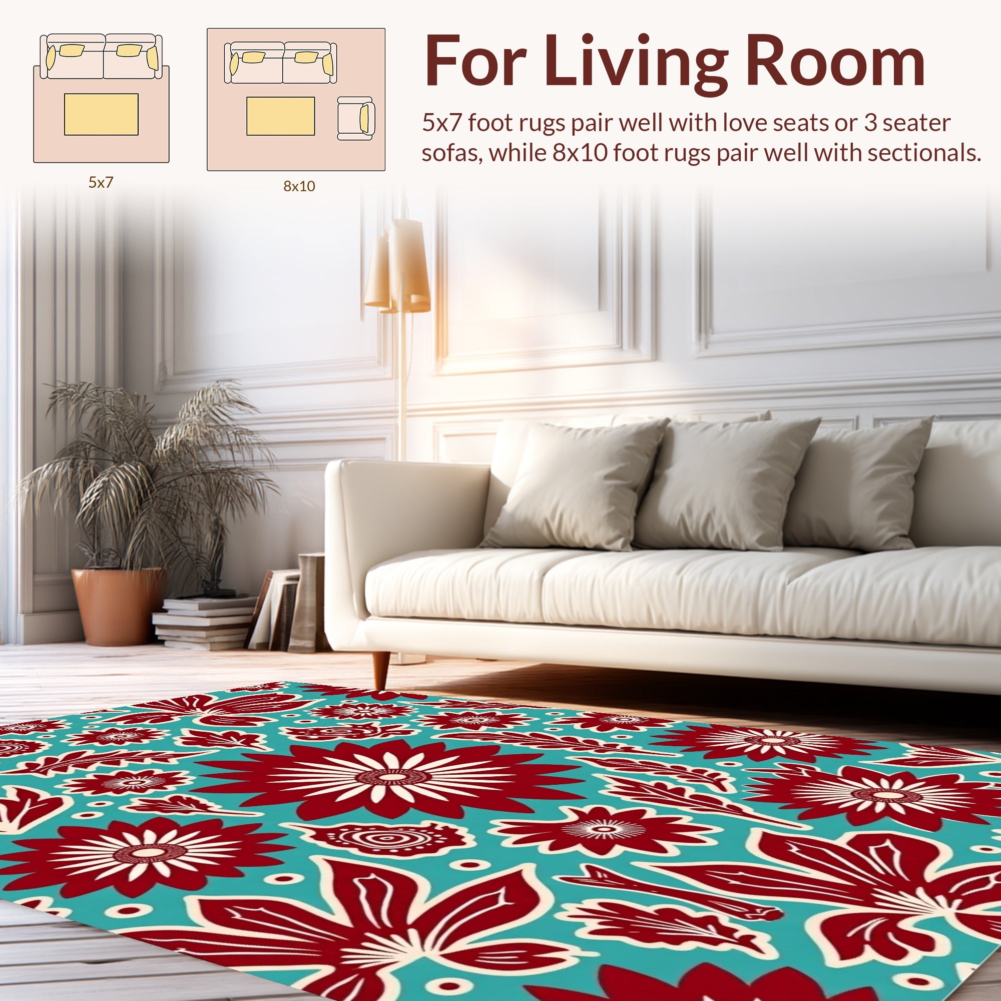 Bold Floral Print Garden Design Rug