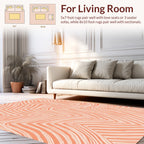 Coral Cream Abstract Wave Pattern Rug