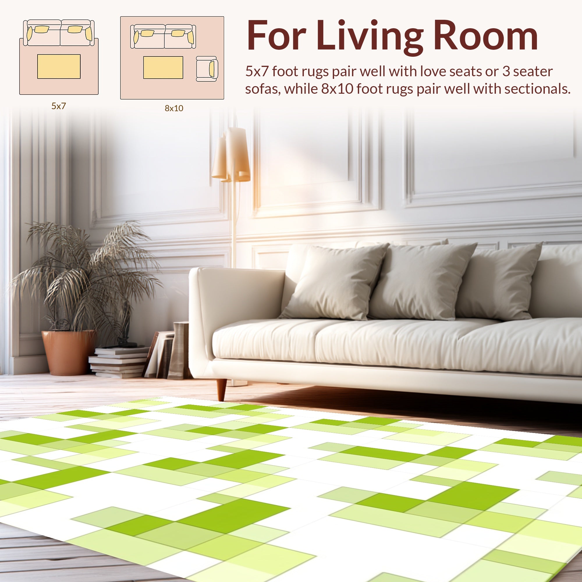 Lime Green Abstract Pixel Design Rug