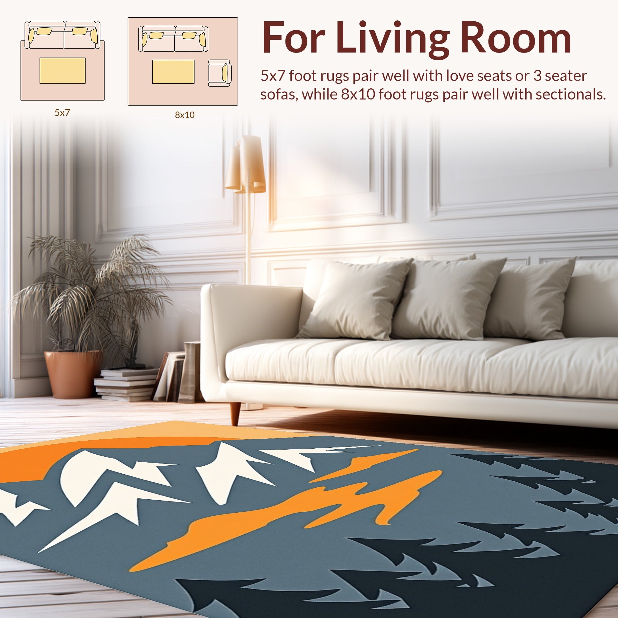 Bold Mountain Landscape With Sunset Rug