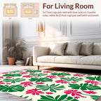 Bold Tropical Leaf Flower Pattern Rug