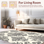 Elegant Gray Damask Floral Pattern Rug