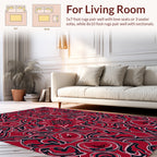Crimson Swirl Abstract Decorative Rug