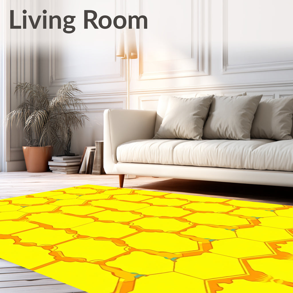 Golden Honeycomb Geometric Pattern Rug