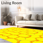 Golden Honeycomb Geometric Pattern Rug