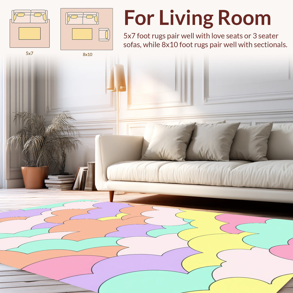Playful Pastel Cloud Pattern Rug