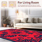 Bold Red Blue Symmetry Design Rug