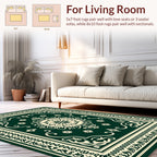Ornate Floral Mandala Dark Green Rug