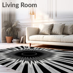 Monochromatic Dynamic Sunburst Radiating Lines Rug