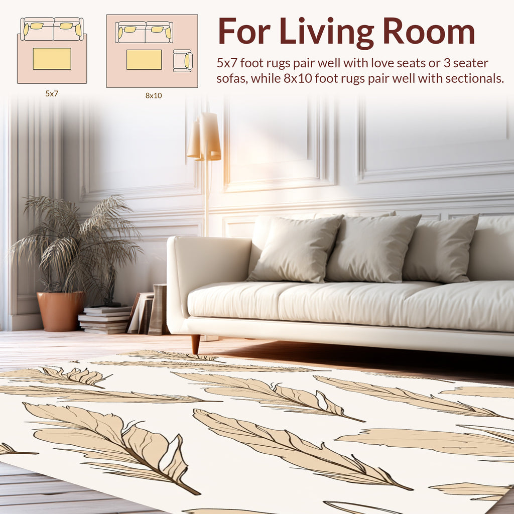 Feather Pattern Delicate Design Rug