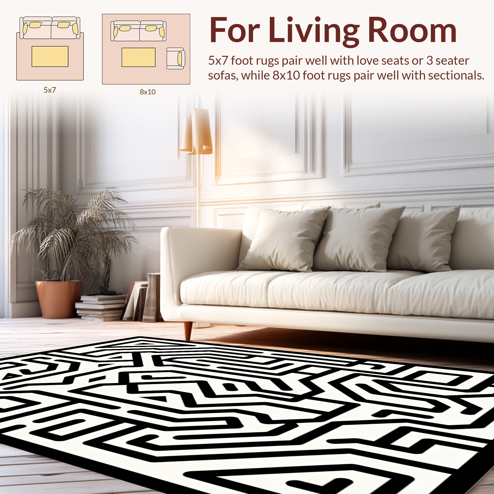 Modern Geometric Maze Pattern Rug