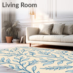 Blue Vine Abstract Botanical Pattern Rug