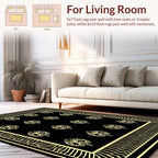 Black And Yellow Floral Pattern Rug