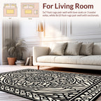 Intricate Black and Cream Mandala Design Rug