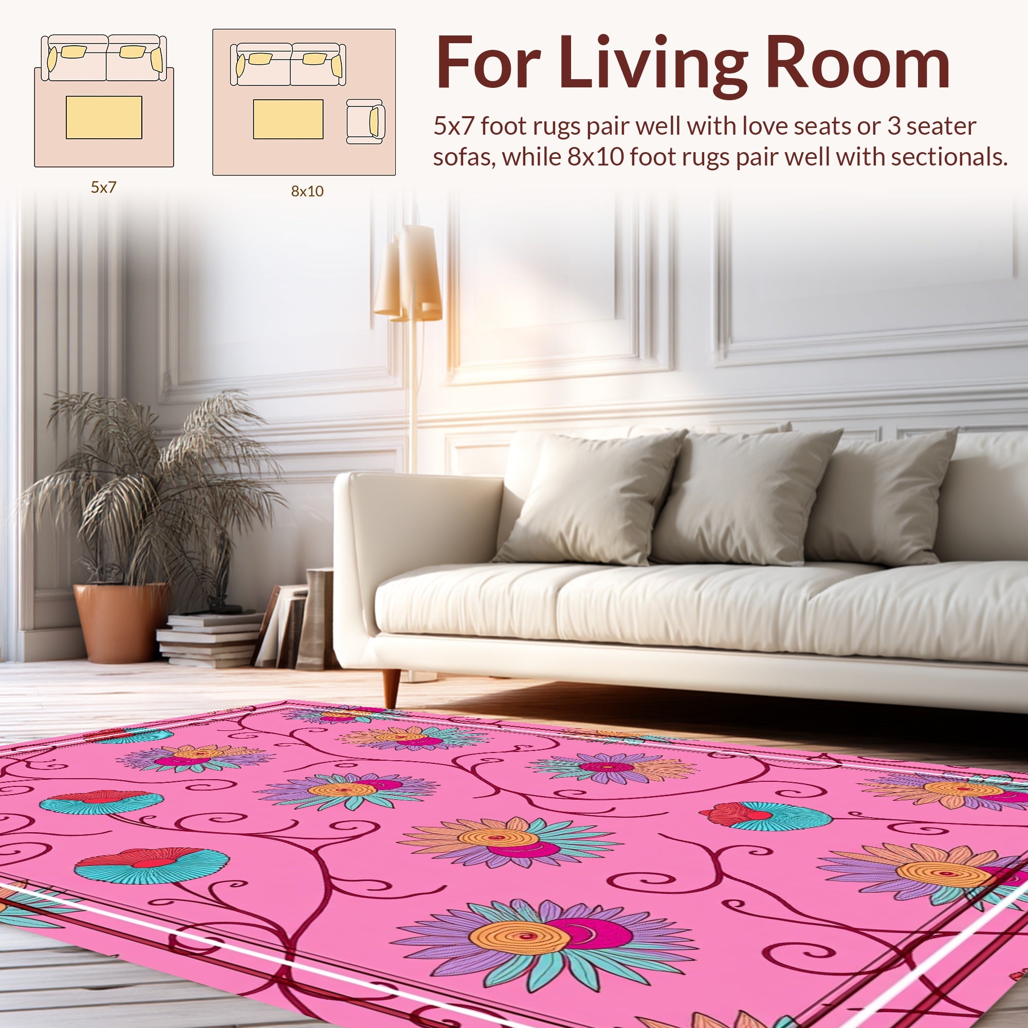 Colorful Floral Vine Pattern Rug