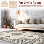 Elegant Floral Scrollwork Frame Rug