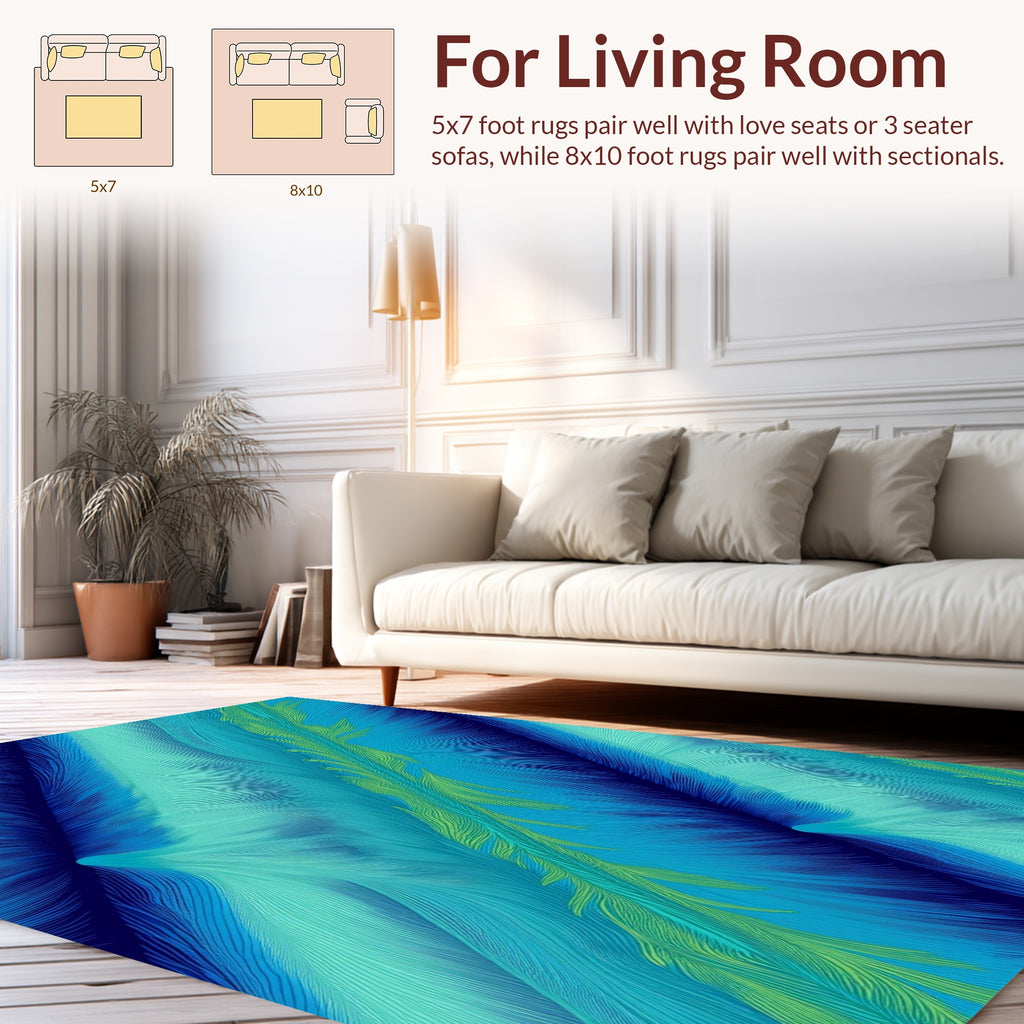 Blue Green Swirl Abstract Pattern Rug