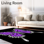 Vibrant Purple Butterfly Garden Rug