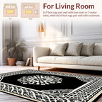 Intricate Black White Floral Mandala Pattern Rug