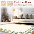 Ornate Green Golden Floral Scroll Design Rug