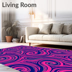 Hot Pink Swirling Lines Navy Rug