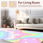 Pastel Rainbow Waves and Stars Rug