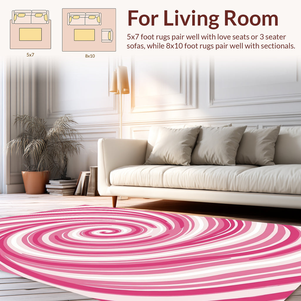 Whimsical Swirl Pink Stripe Pattern Rug