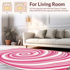Whimsical Swirl Pink Stripe Pattern Rug