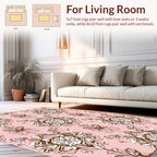 Ornate Floral Swirl Pink Pattern Rug
