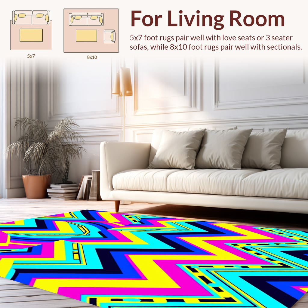 Bold Retro Zigzag Pattern Rug