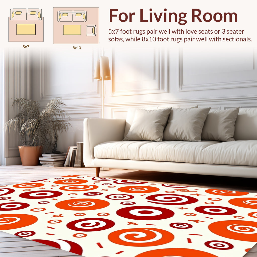 Whimsical Swirls Circles Pattern Rug