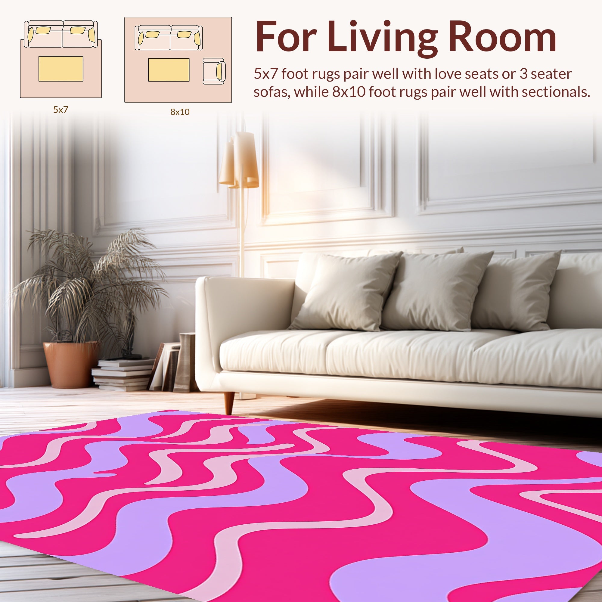 Groovy Wavy Pink Lavender Rug