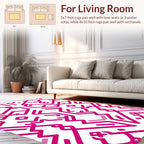 Bold Pink Geometric Abstract Design Rug