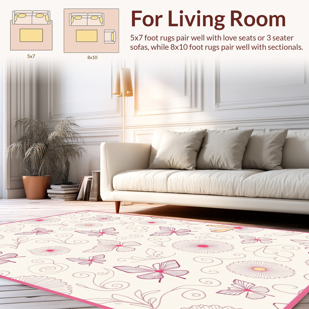 Floral Butterfly Swirl Pattern Rug