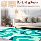 Teal Fluid Swirl Wave Rug