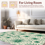 Delicate Green Floral Pattern Rug