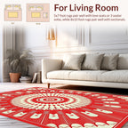 Radiant Red Cream Radial Design Rug