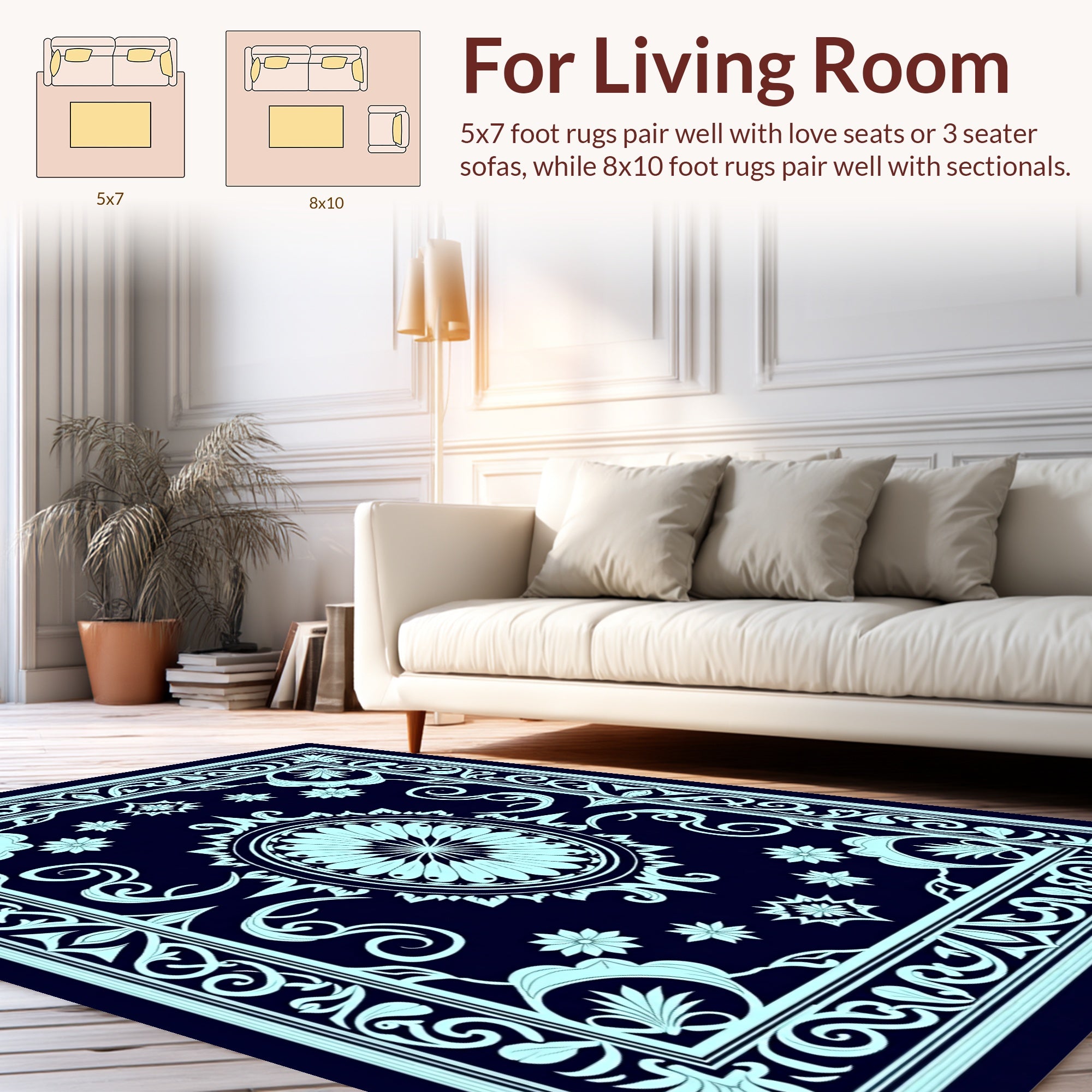 Art Nouveau Floral Medallion Design Rug