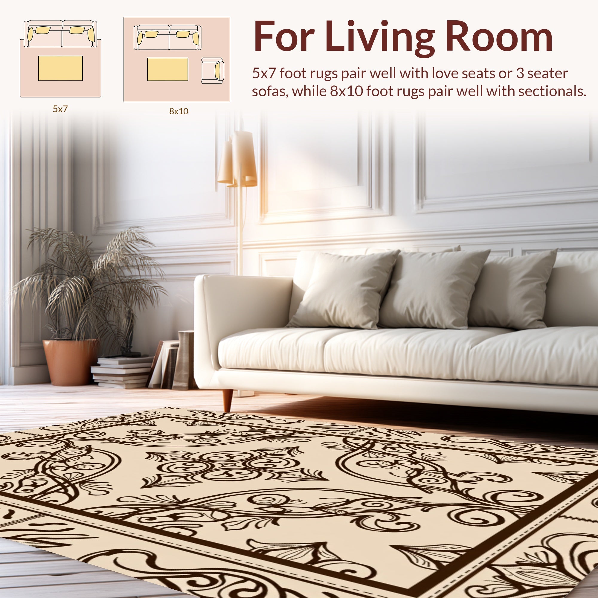 Brown Flourish Traditional Pattern Rug
