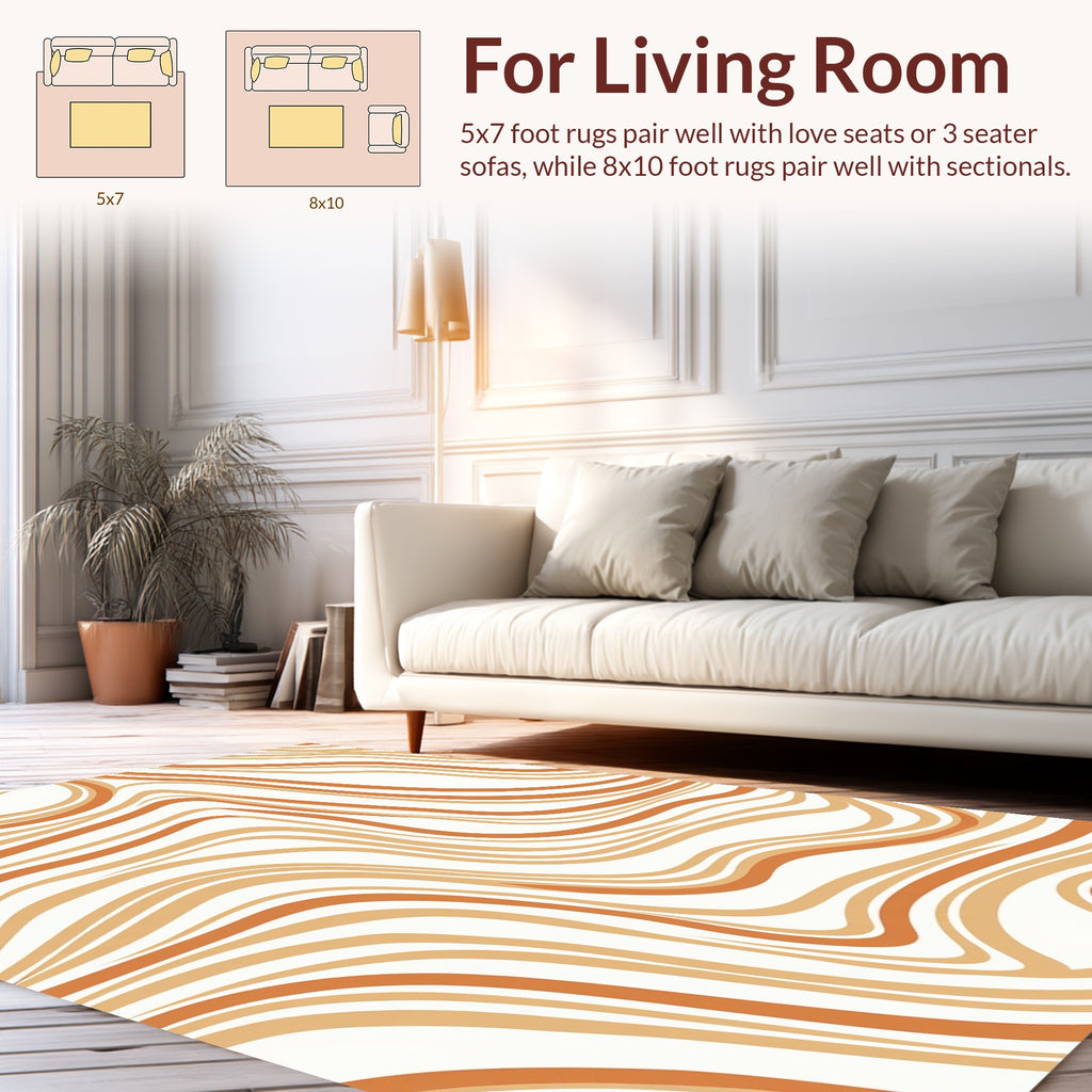 Orange Beige Swirl Abstract Pattern Rug