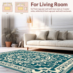 Intricate Teal Floral Medallion Pattern Rug