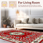 Intricate Floral Medallion Red Design Rug