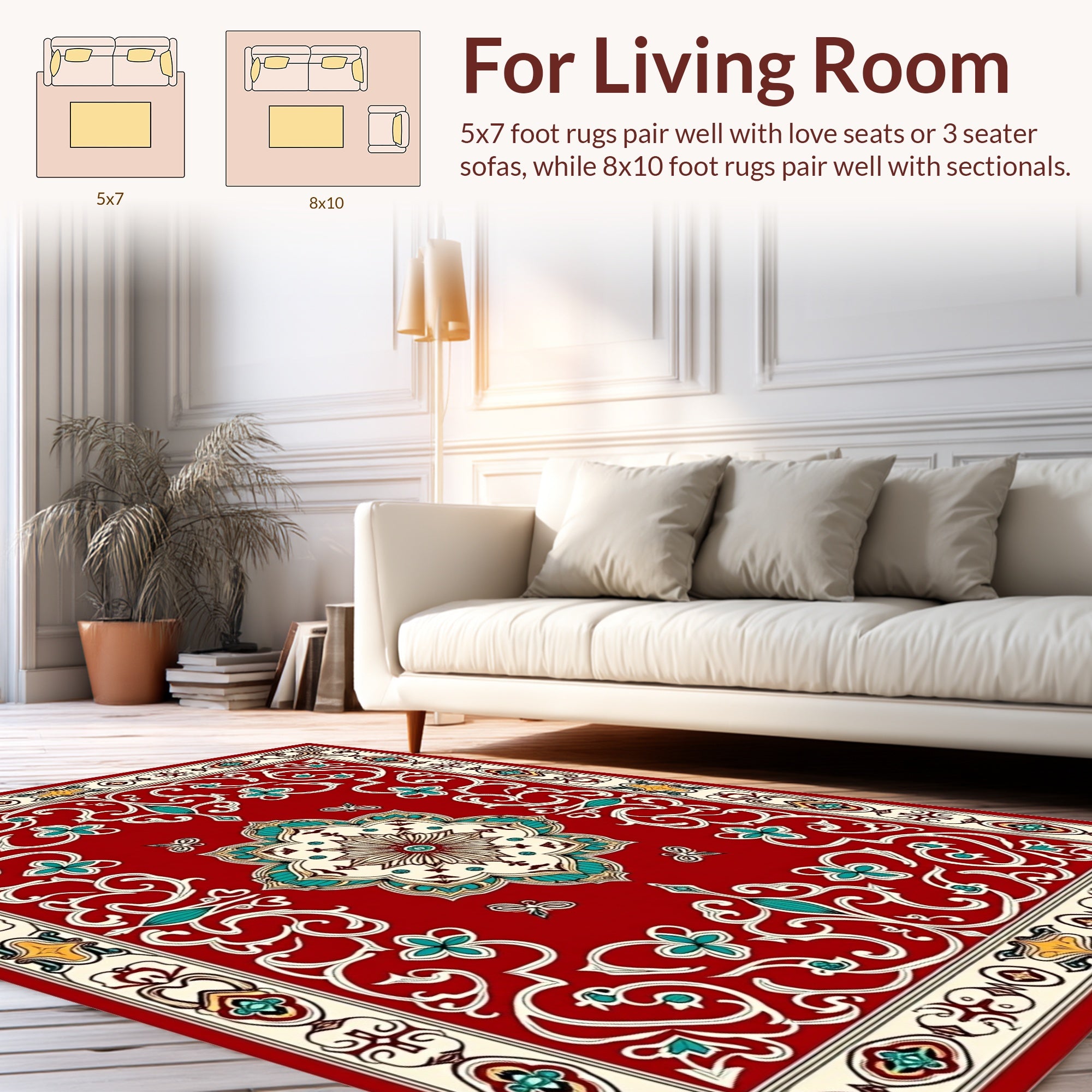 Intricate Floral Medallion Red Design Rug