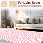 Pink Wavy Stripe Organic Pattern Rug