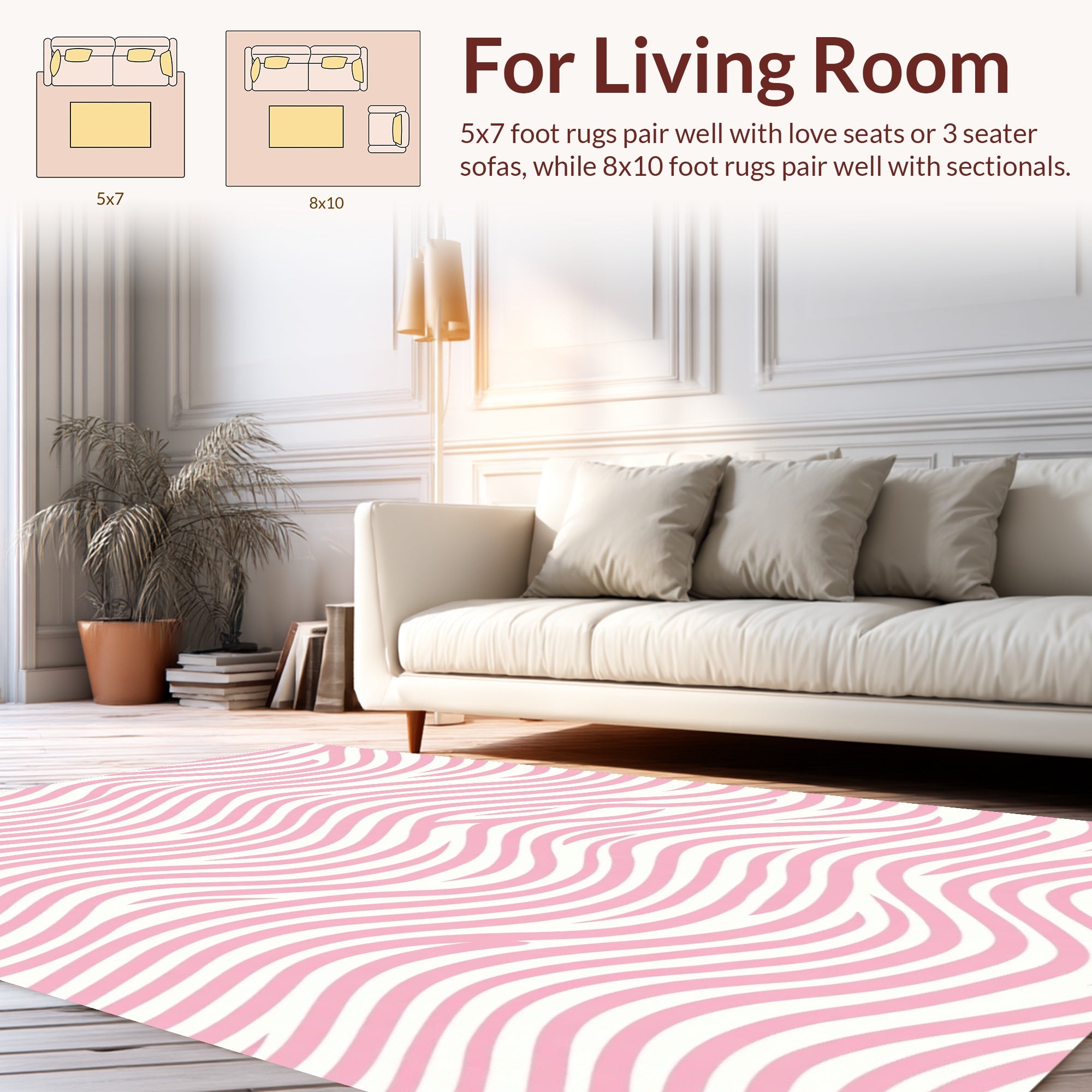 Pink Wavy Stripe Organic Pattern Rug