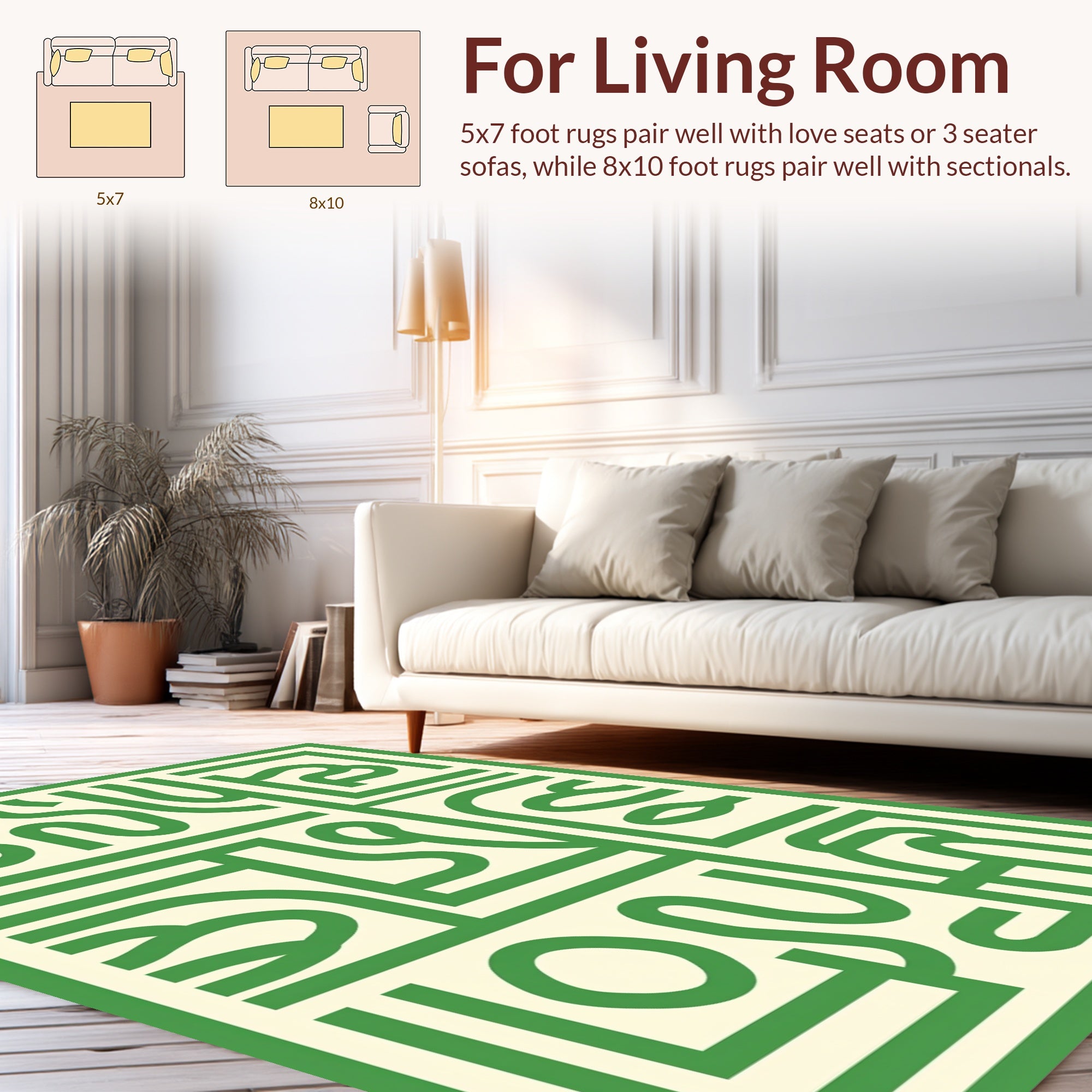 Verdant Abstract Maze Pattern Rug